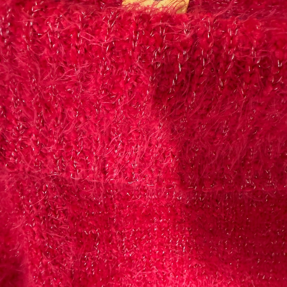 Ruby Rd. Vibrant Red Off-Shoulder Sweater - Picture 4 of 4